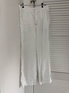 Ralph Lauren White Linen Drawstring Chinos